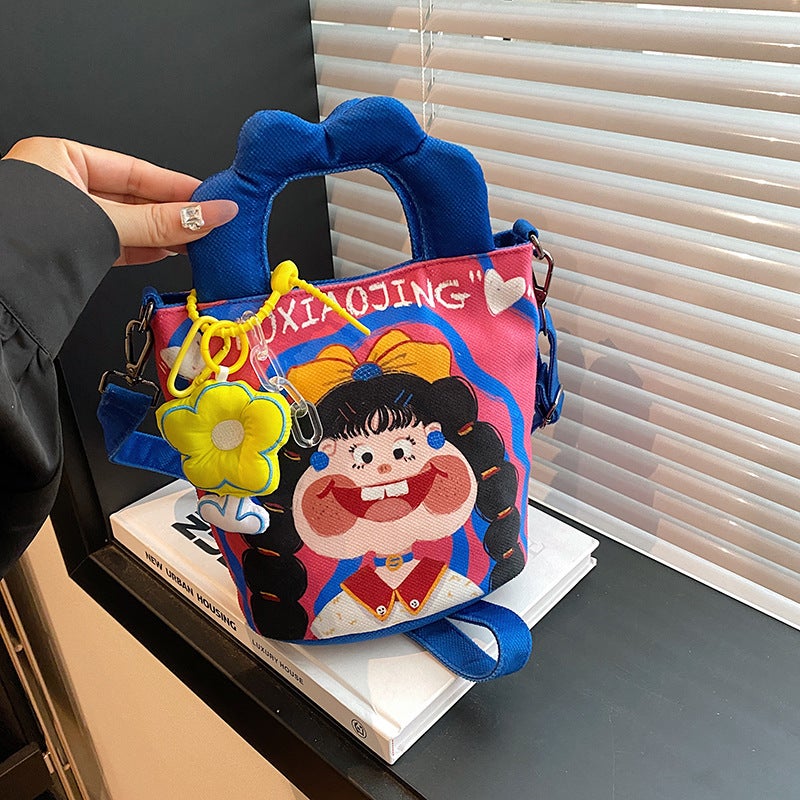 Women'S Bag Graffiti Series Canvas Printed Shoulder Bag Clouds Handbag For Girls In The Field - Image 2