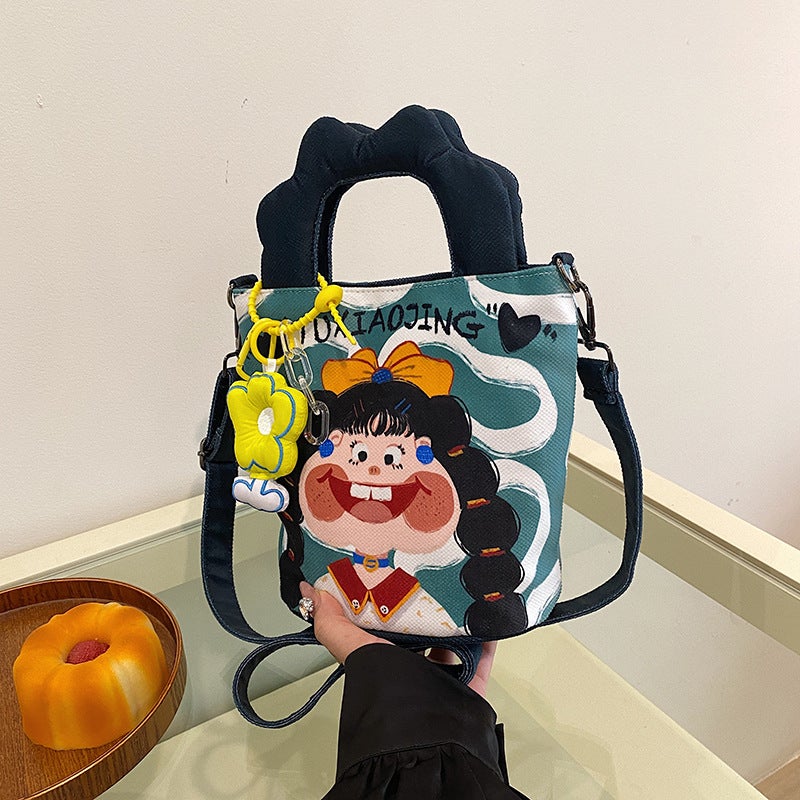 Women'S Bag Graffiti Series Canvas Printed Shoulder Bag Clouds Handbag For Girls In The Field - Image 1
