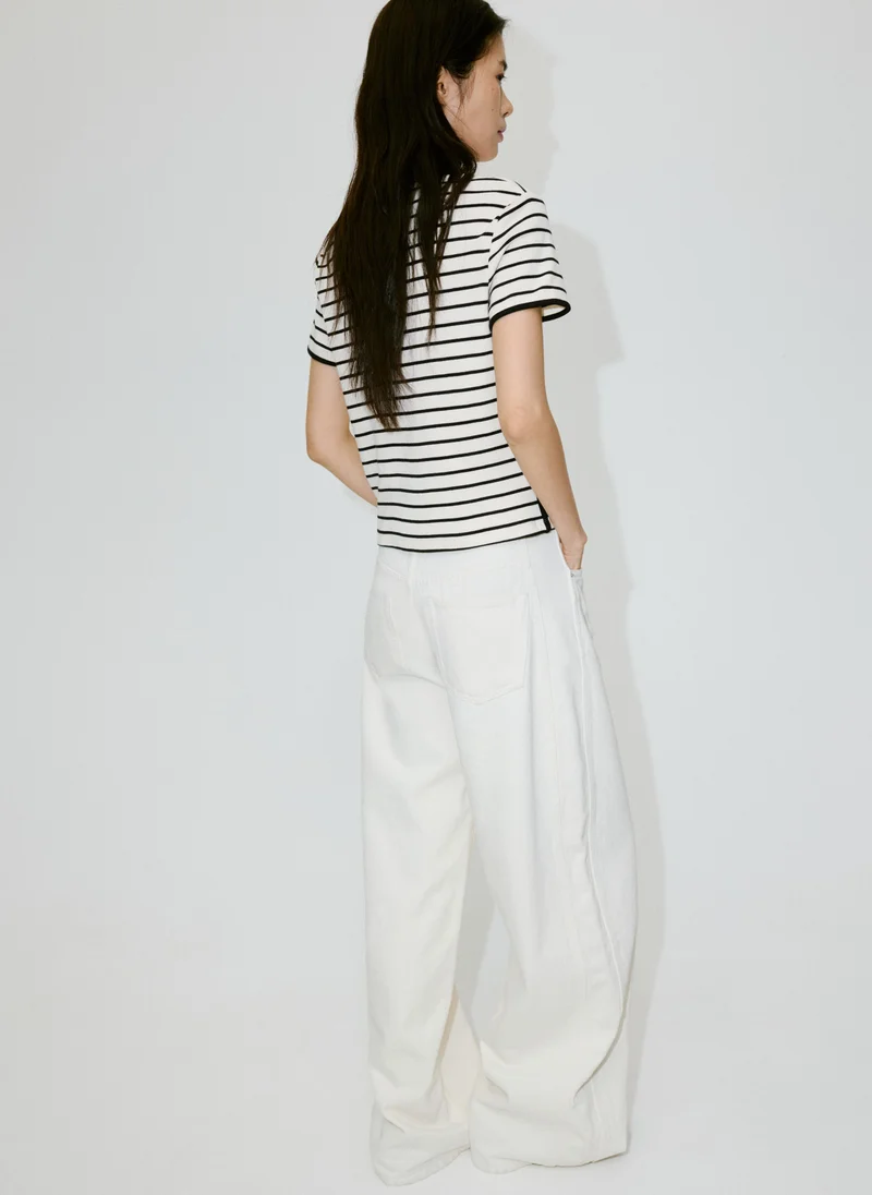 مانجو Cotton T-Shirt With Contrasting Trim