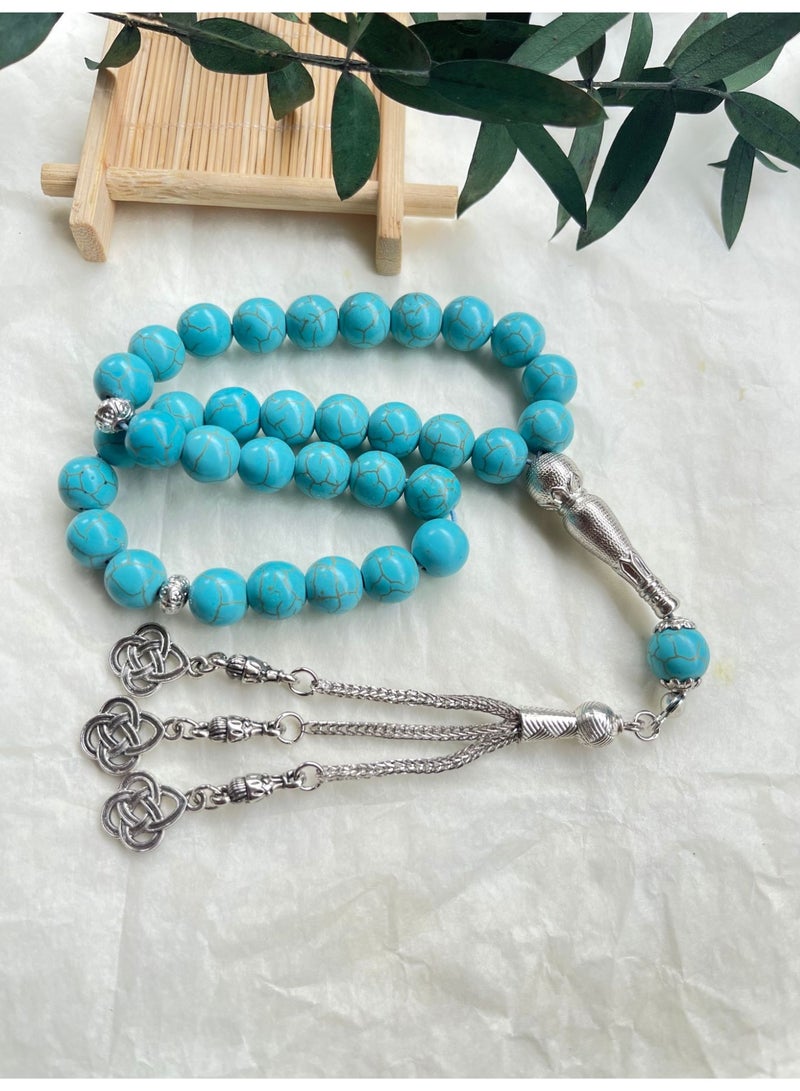 NIBEMINENT 33 Muslim Prayer Beads Lake Blue/10mm 