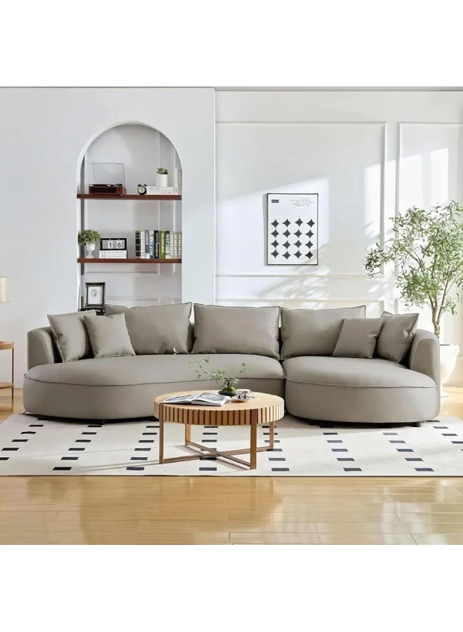 Poppins Home Modern Curved Boucle Sectional Sofa â€“ Plush Lounge Couch For Your Living Room (Grey, (Left Chaise))  - Image 1