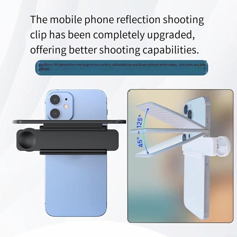 360 Rotating Phone Mirror Lens Clip Kit with Adjustable HD Glass Remote Control Black2 - Image 4