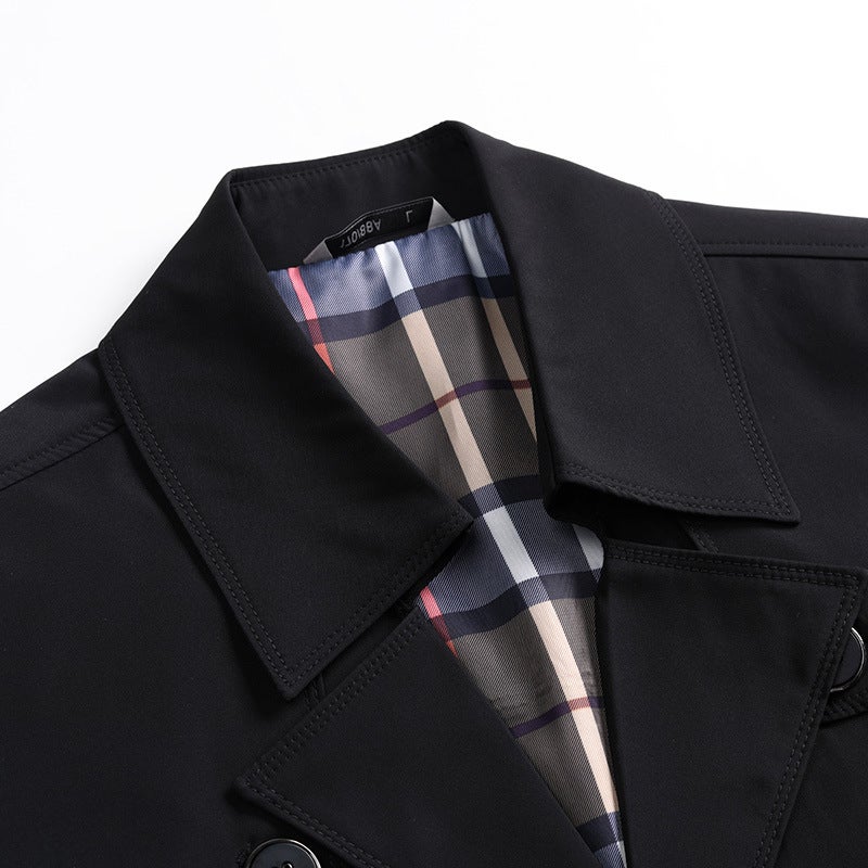 Men'S Mid-Length Thin Windbreaker Business Casual Plus Size Coat Fashionable Lapel Fashion Jacket Wrinkle-Resistant Thick - Image 4