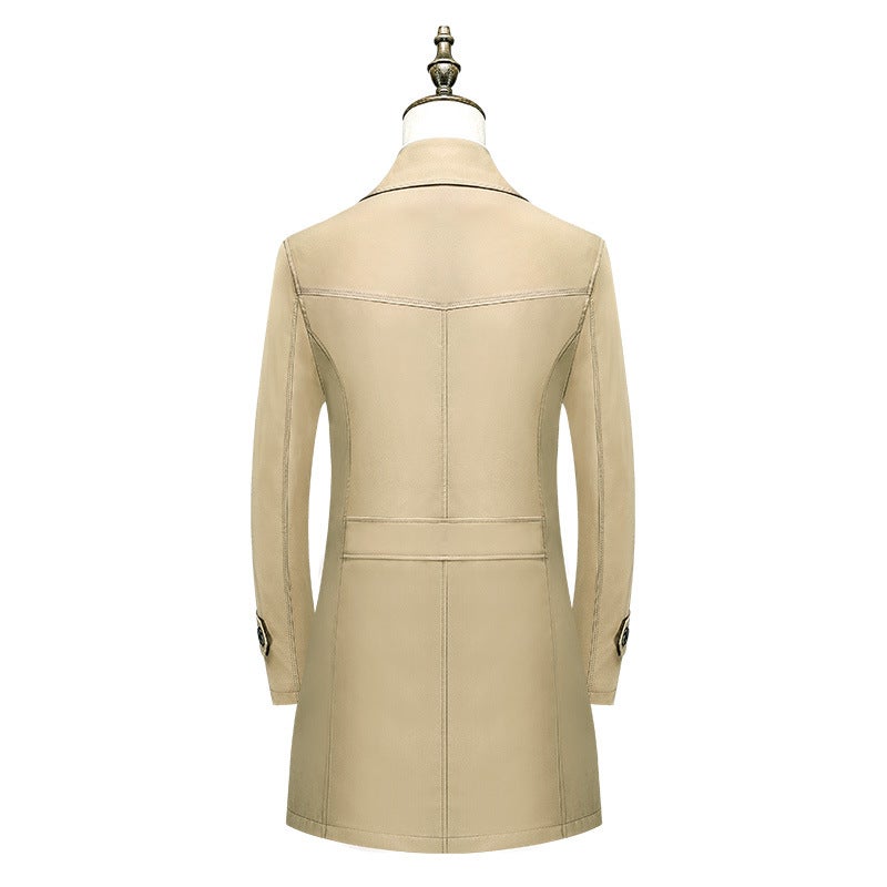 Men'S Mid-Length Thin Windbreaker Business Casual Plus Size Coat Fashionable Lapel Fashion Jacket Wrinkle-Resistant Thick - Image 3
