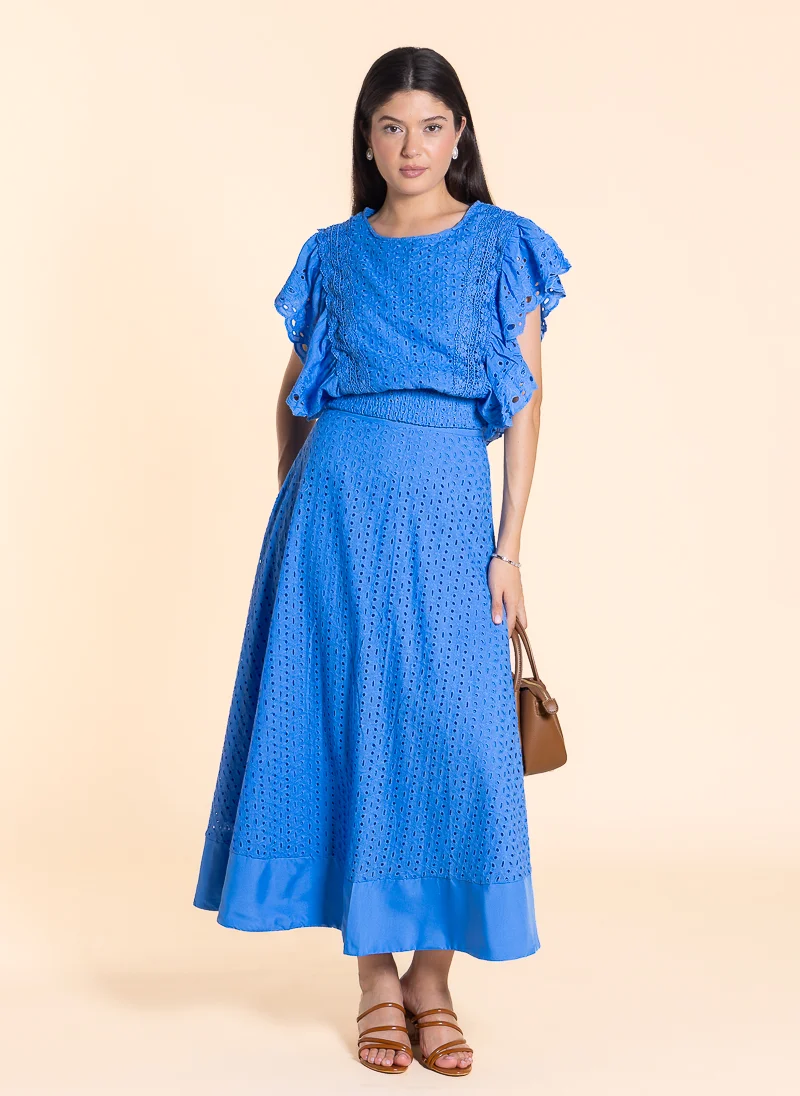 SHAPES DETAILED CUTWORK SKIRT SET