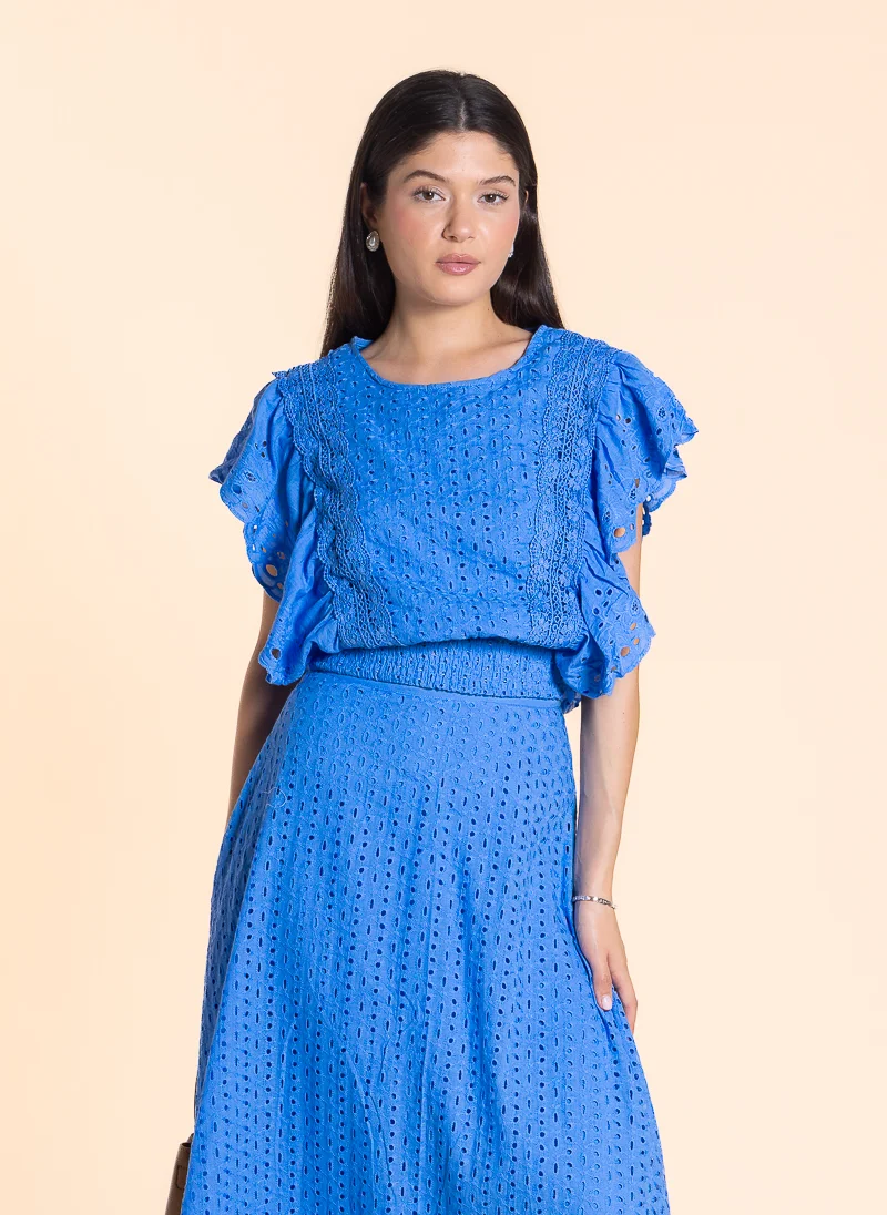 SHAPES DETAILED CUTWORK SKIRT SET