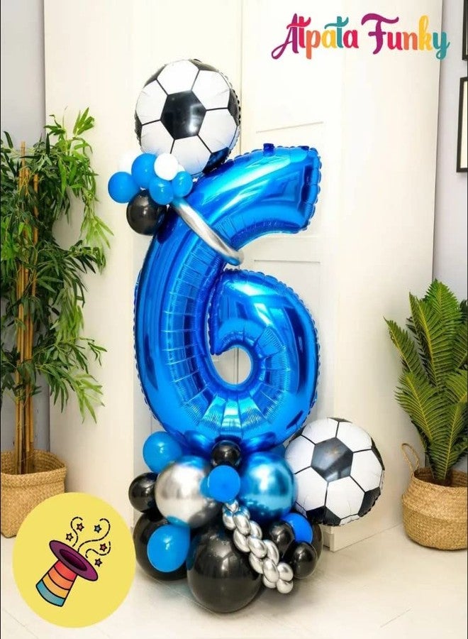 Atpata Funky Football Theme Foil Balloons - 18 Inch Round Football Shape Foil Balloons for Kids Sports Themed Birthday Party Decor and Goal theme Celebrations (2pcs. Football) - Image 2