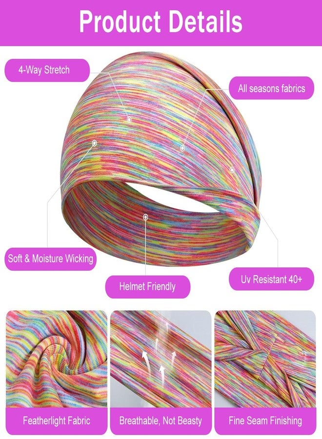 ماي كرييت مجموعة MAYCREATE® من 5 ربطات شعر للنساء، مناسبة لليوغا والرياضة، ربطة رأس مرنة ناعمة للنساء، ربطة رأس عريضة مانعة للانزلاق ومقاومة للعرق، مثالية للتمارين الرياضية والجري والنادي الرياضي - ألوان متنوعة - Image 3