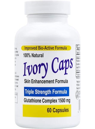 100% Naturals Ivory Caps, Skin Enhancement Formula, Glutathione Complex 1500mg, 60 Capsules - pzsku/ZC338D2B62E19E8B6F879Z/45/_/1725685600/8e33a3d1-87a5-435f-a46e-6d20ba0a629b