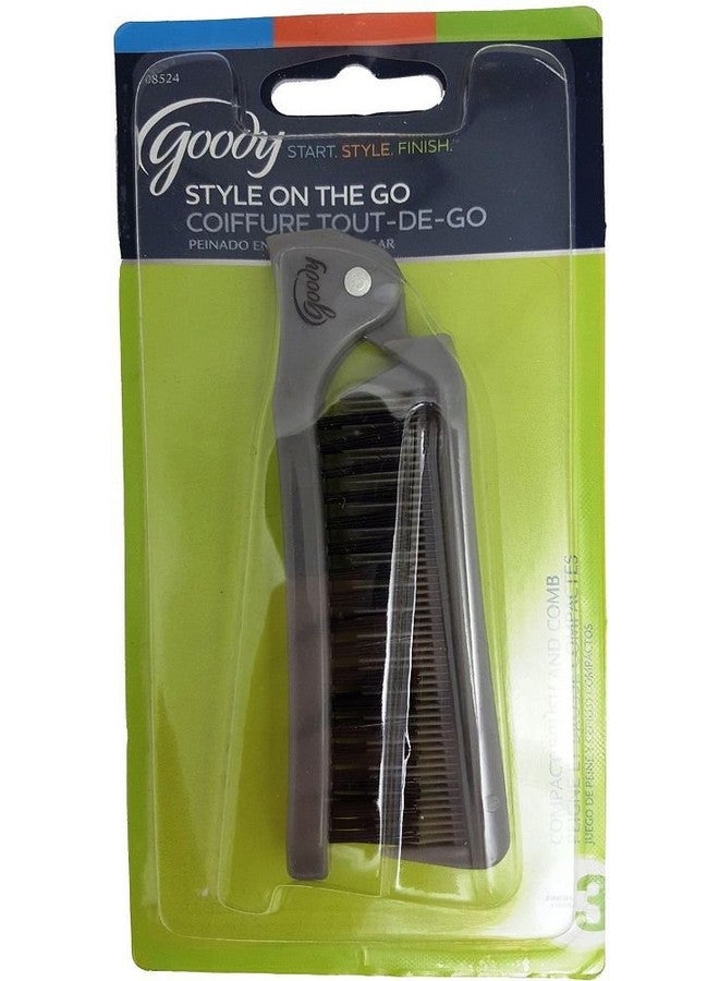قودي  مجموعة فرشاة ومشط مضغوطة أنيقة للاستخدام أثناء التنقل (عبوة من قطعتين)؛ حافظي على مظهرك أثناء التنقل؛ الحجم المثالي للحقيبة أو الجيب أو حقيبة اليد؛ يبلغ مقاسها تقريبًا 8.25 بوصة عند فردها و4.5 بوصة عند طيها - Image 1