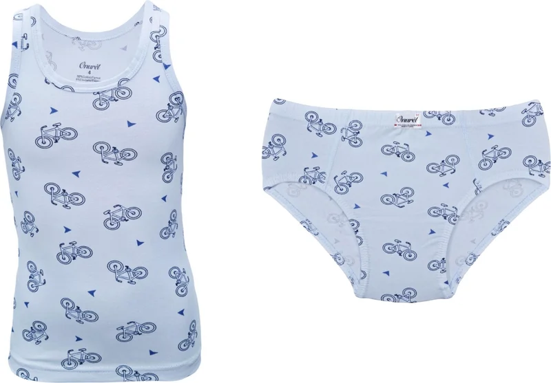 Onurel 5-Piece Bicycle Printed Boy Lycra Colorful Undershirt Briefs Set