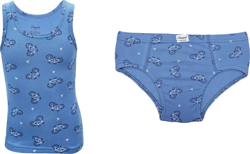 Onurel 5-Piece Bicycle Printed Boy Lycra Colorful Undershirt Briefs Set