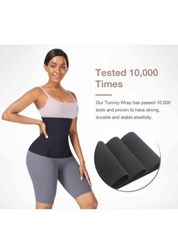 Genzy Women Sauna Belt Tummy Wrap Waist Trainer, Plus Size, black, One size  - Image 4