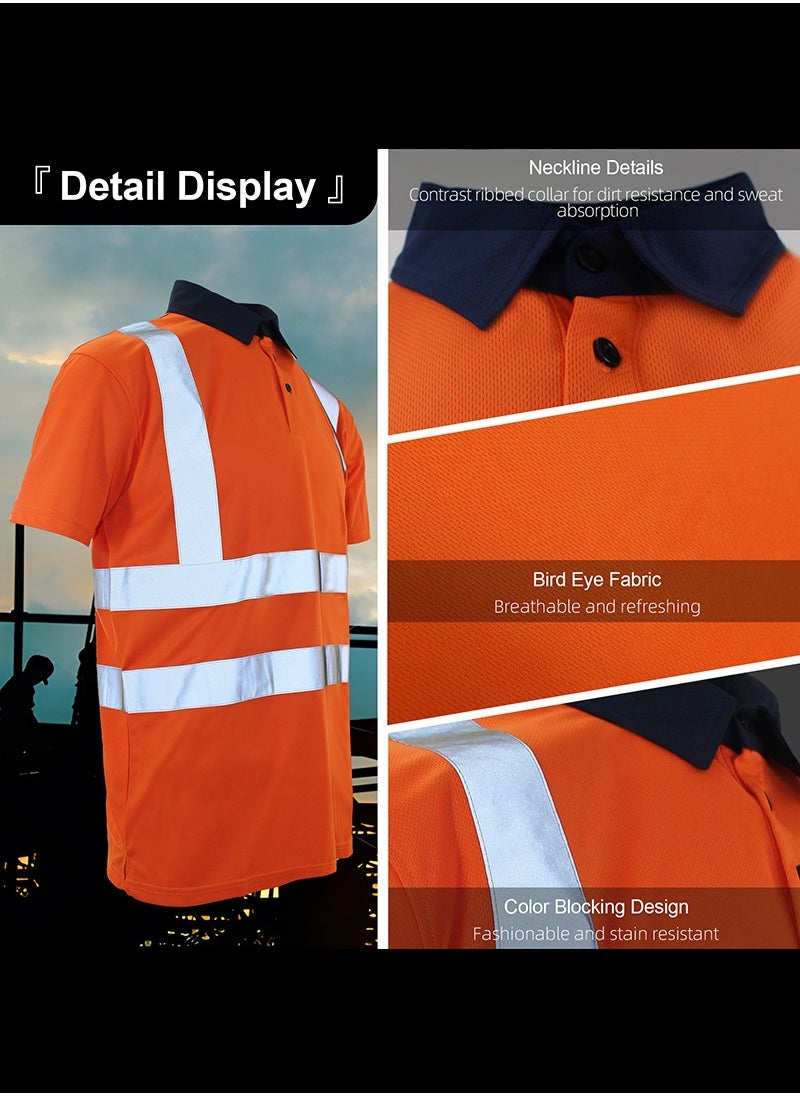Zuolaya - High Visibility T Shirt Reflective Stripes Short Sleeve Work Shirt for Construction Safety T Shirts - Image 1