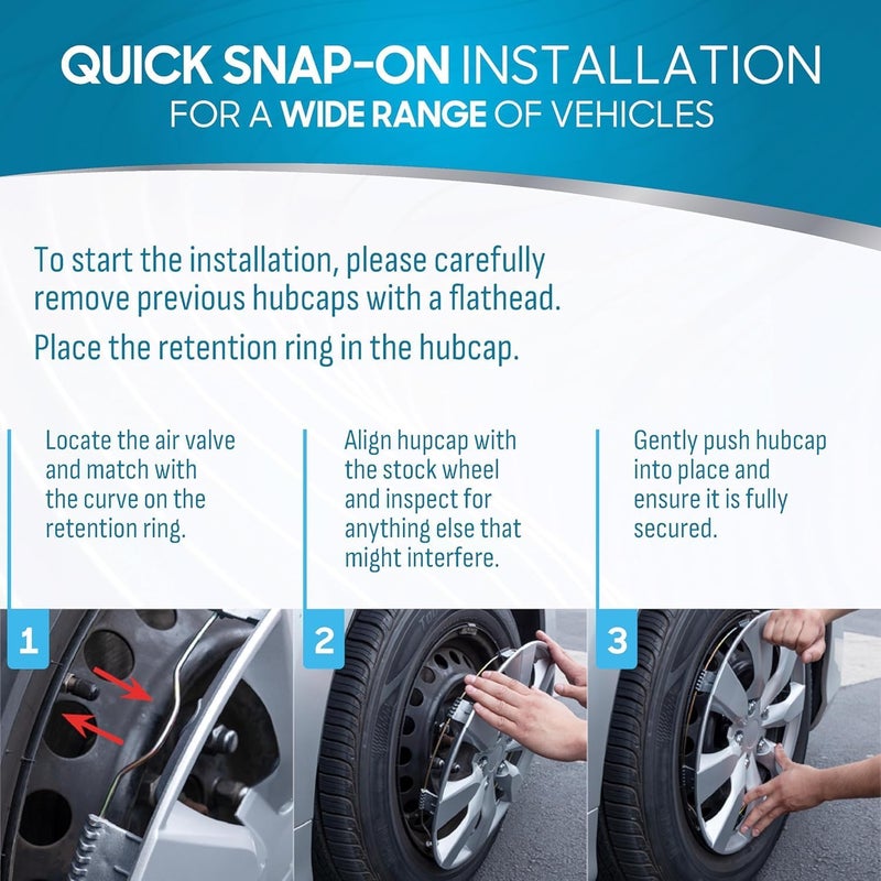 BDK غطاء عجلة BDK 4Pack بريميوم 16 بوصة للسيارات والشاحنات وسيارات الدفع الرباعي والفانات بديل OEM مباشر ملائم عالميًا غطاء عجلة ABS 16 بوصة مجموعة من 4 أغطية عجلة 10 أشعة فضية - Image 4