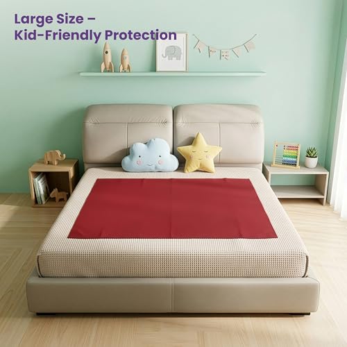 MY ARMOR Baby Dry Sheet for New Born Baby, Anti-Piling Waterproof Mattress Protector for Bed (Quick Drying/Extra Absorbent Dry Sheet for Bed) - Pack of 2 (Large (100cm x 140cm), Maroon & Royal Blue) - Image 2