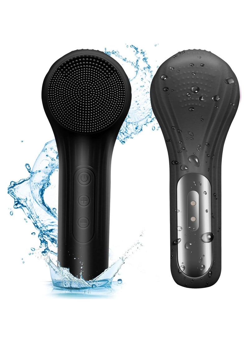 Generic - Silicone Facial Cleansing Brush,Waterproof and Rechargeable Electric Face Scrubber for Men & Women, Sonic Face Brush for Cleaning and Deep Cleansing and Exfoliating, Black - Image 1