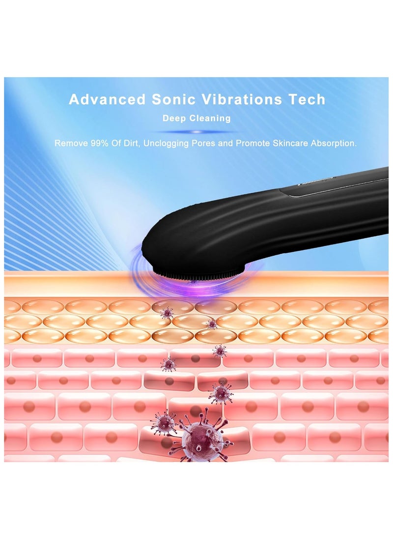 Generic - Silicone Facial Cleansing Brush,Waterproof and Rechargeable Electric Face Scrubber for Men & Women, Sonic Face Brush for Cleaning and Deep Cleansing and Exfoliating, Black - Image 1