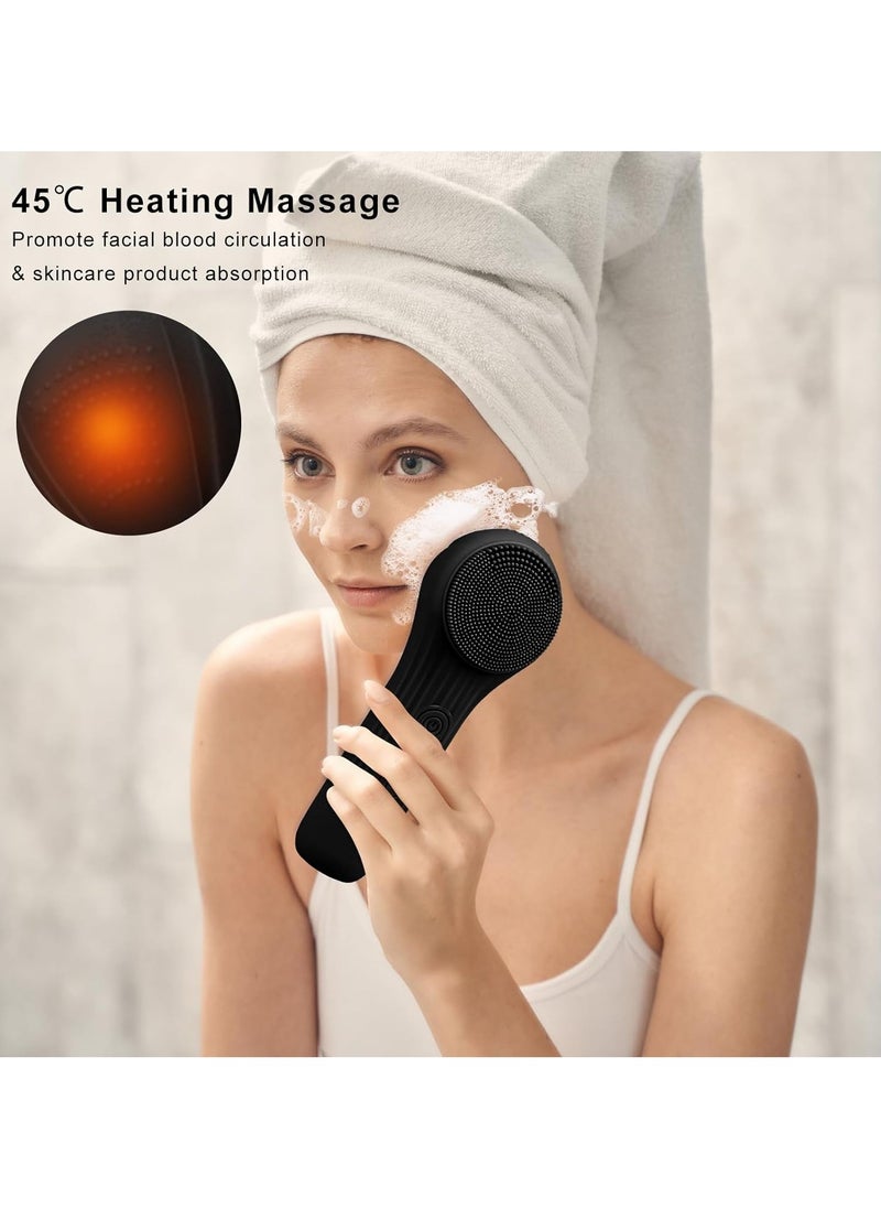 Generic - Silicone Facial Cleansing Brush,Waterproof and Rechargeable Electric Face Scrubber for Men & Women, Sonic Face Brush for Cleaning and Deep Cleansing and Exfoliating, Black - Image 1