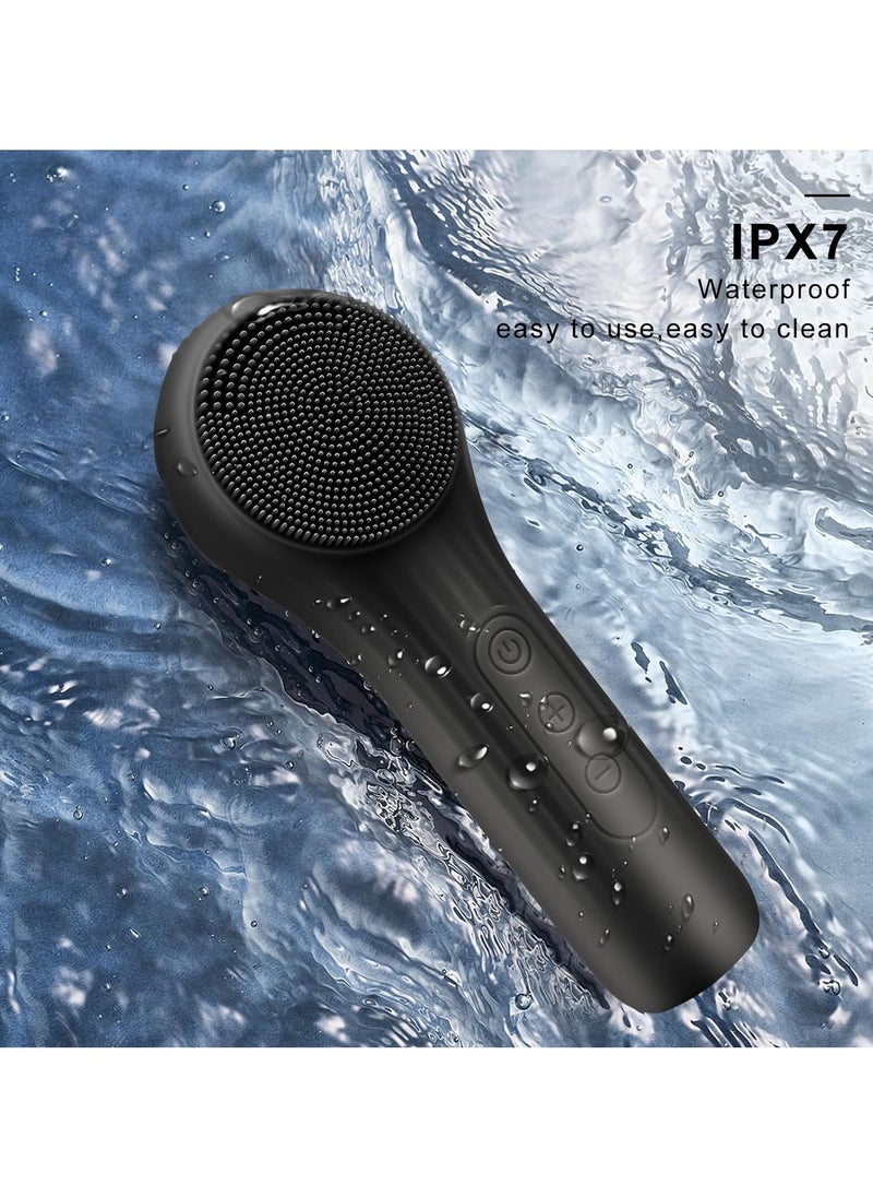 Generic - Silicone Facial Cleansing Brush,Waterproof and Rechargeable Electric Face Scrubber for Men & Women, Sonic Face Brush for Cleaning and Deep Cleansing and Exfoliating, Black - Image 1