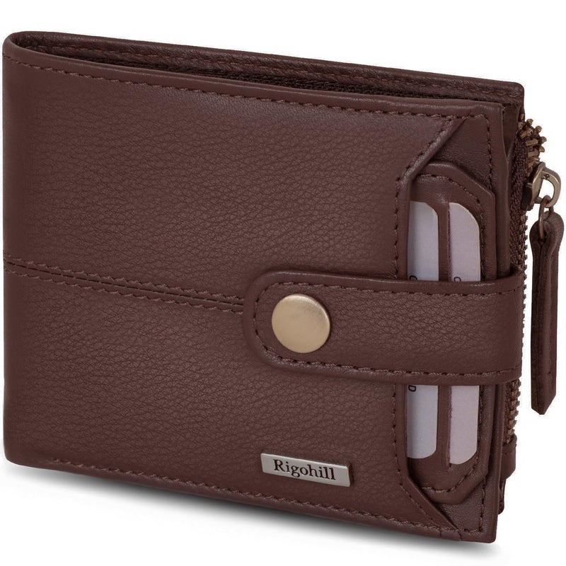 Rigohill Doger Brown Mens Leather Wallet | Genuine Leather Wallet with RFID Blocking | Gift Set for Men - Image 1