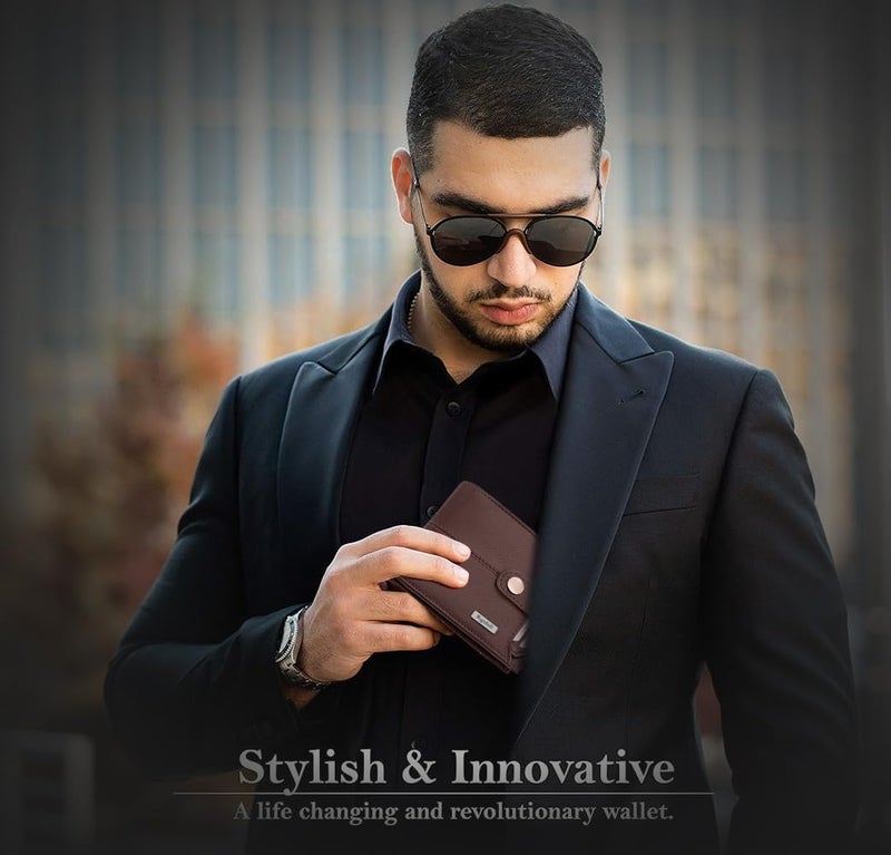 Rigohill Doger Brown Mens Leather Wallet | Genuine Leather Wallet with RFID Blocking | Gift Set for Men - Image 5