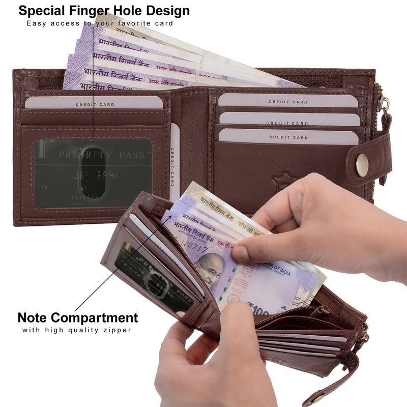 Rigohill Doger Brown Mens Leather Wallet | Genuine Leather Wallet with RFID Blocking | Gift Set for Men - Image 2