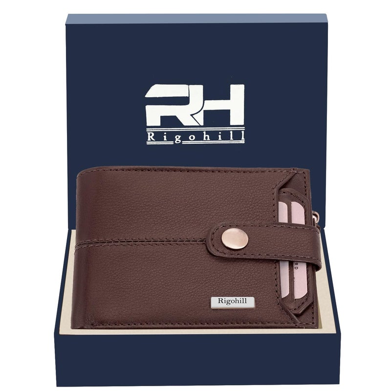 Rigohill Doger Brown Mens Leather Wallet | Genuine Leather Wallet with RFID Blocking | Gift Set for Men - Image 4