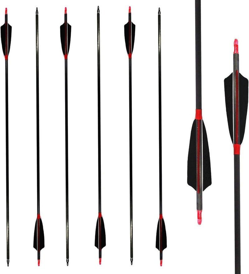Letszhu Carbon Archery Arrows 500 Spine with Real Feathers for Compound Recurve Bow (12 Pack) - Image 1