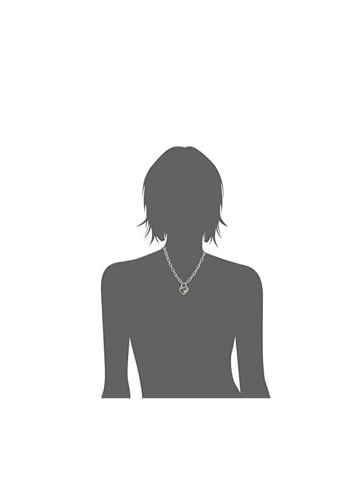 جس سلسلة GUESS "Basic" بحلية قلب بإطار فضي – طول 18 بوصة مع 2 بوصة قابل للتمديد – مقاس واحد – مصنوعة من المعدن - Image 2