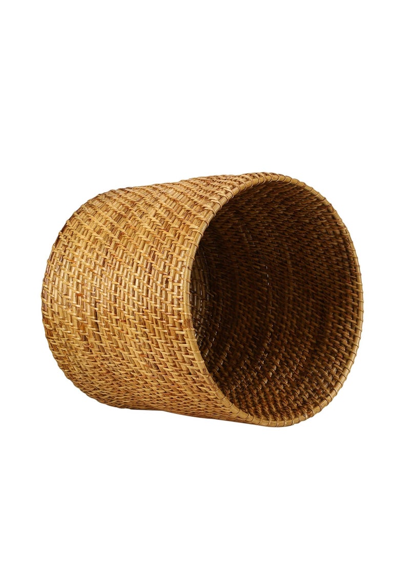 Akway AKWAY Bamboo Planter & Rattan Storage Basket | Cane Indoor Outdoor Garden Patio Terrace Balcony Table Shelf Organizer | (14 x 14 x 14 Inch, Beige) (Plant not Included)  - Image 4