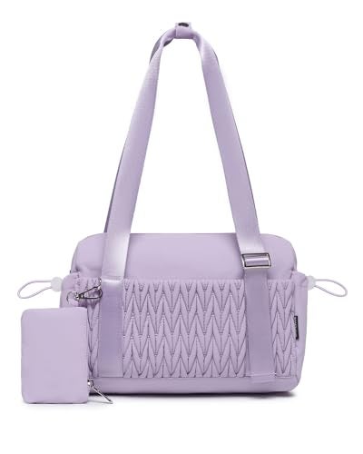 BAVERGE Small Gym Bag for Women Quilted Mini Tote with Wet Compartment and Coin Purse, Cute Duffle Bag for Girls Workout Sport Travel,Light Purple - Image 1