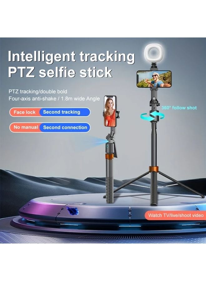 Black 360 Degree Rotatable Auto Tracking Tripod Wireless Remote Control Selfie Stick - Image 4
