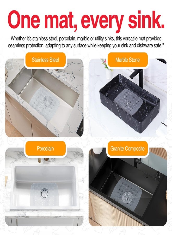 Home Basics Kitchen Sink Protector Matt, (Clear), By Home Basics | Small Sink Mats For Bottom Of Kitchen Sink | PVC Runner Protector Matt | Pliable With Draining Holes - Image 3