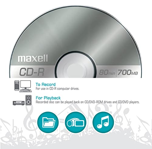 Maxell – MAX648210, CD Recordable Media - Noise-free Surface Playback CDs 700Mb Storage & Up to 48x - Blank CDs, CD Storage & Slim Jewel Case Holder – 10 Pack - Image 4