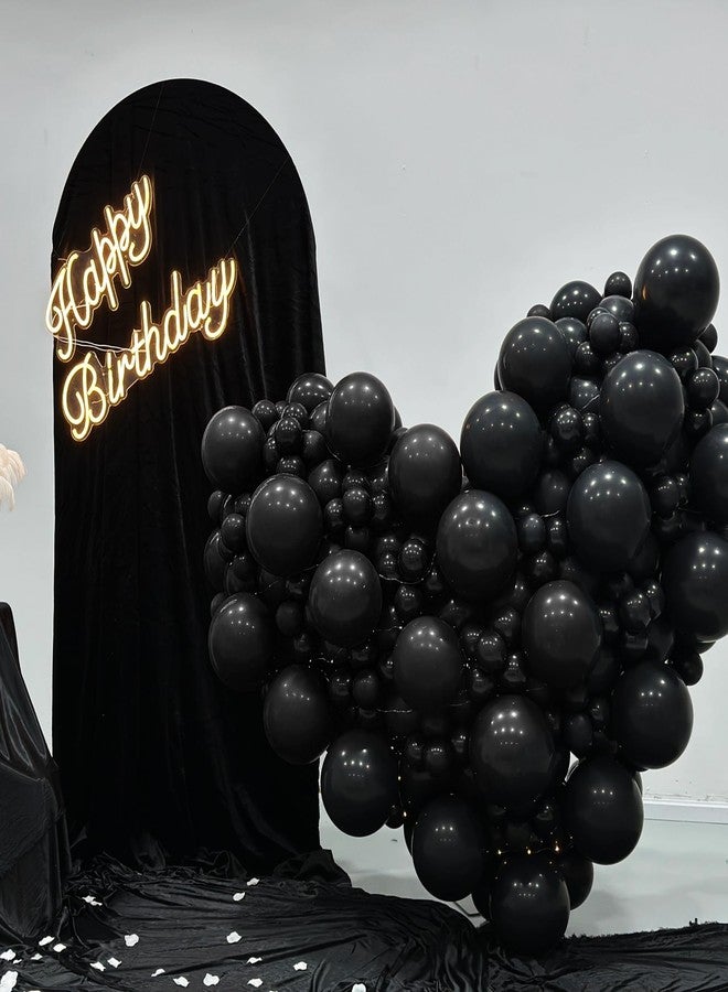 BHUCUTU 200 Pieces Black Balloons Different Sizes 5 10 12 18 Inch Latex Balloons Balloon Garland Arch Kit for for Black Themed Party Halloween Decorations - Image 4