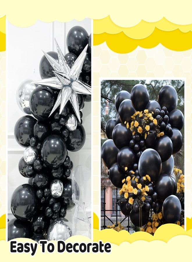 BHUCUTU 200 Pieces Black Balloons Different Sizes 5 10 12 18 Inch Latex Balloons Balloon Garland Arch Kit for for Black Themed Party Halloween Decorations - Image 3