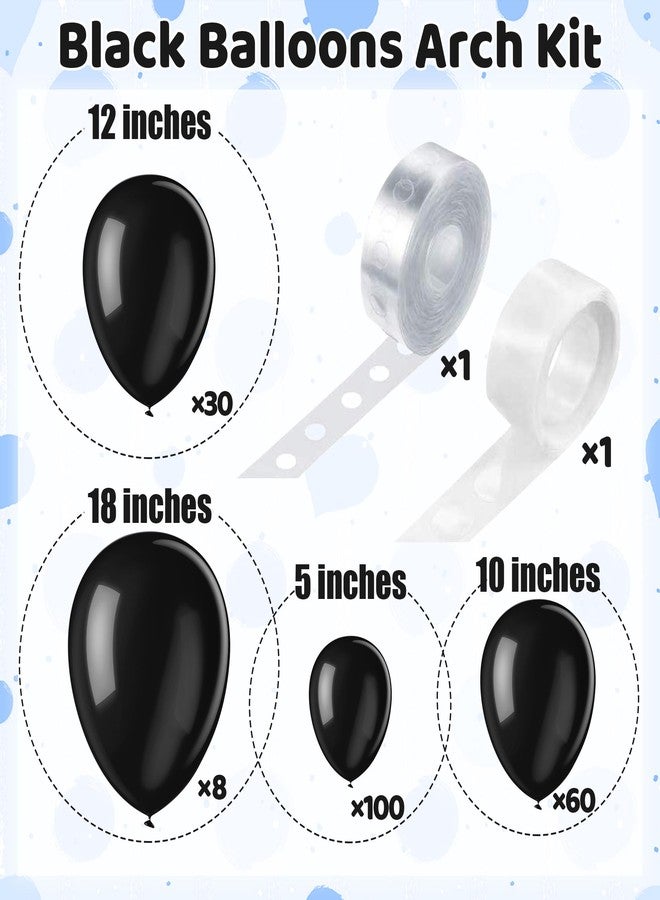 BHUCUTU 200 Pieces Black Balloons Different Sizes 5 10 12 18 Inch Latex Balloons Balloon Garland Arch Kit for for Black Themed Party Halloween Decorations - Image 2