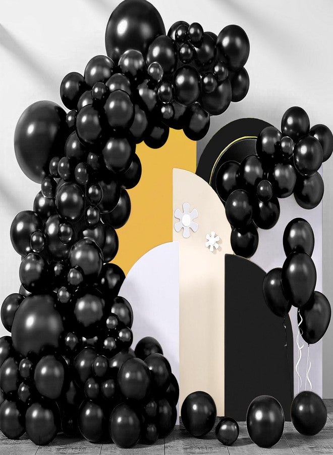 BHUCUTU 200 Pieces Black Balloons Different Sizes 5 10 12 18 Inch Latex Balloons Balloon Garland Arch Kit for for Black Themed Party Halloween Decorations - Image 1