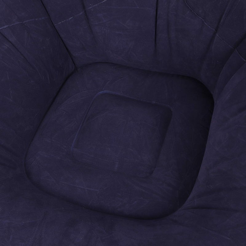 Inflatable Lounger, Single Comfortable Soft Flocking Blue Inflatable Sofa, for Living Room Balcony Garden Bedroom - Image 4