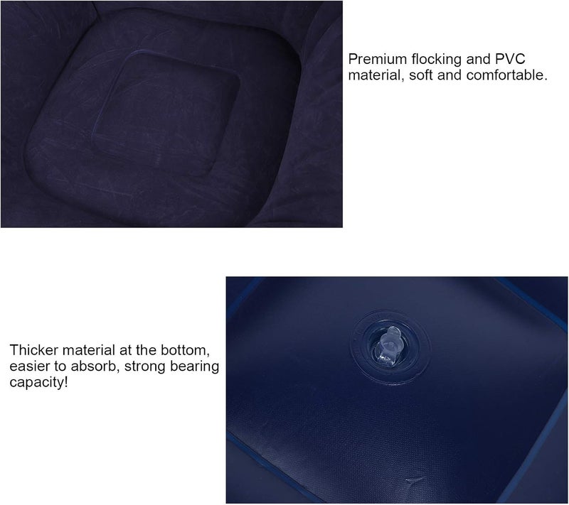 Inflatable Lounger, Single Comfortable Soft Flocking Blue Inflatable Sofa, for Living Room Balcony Garden Bedroom - Image 5