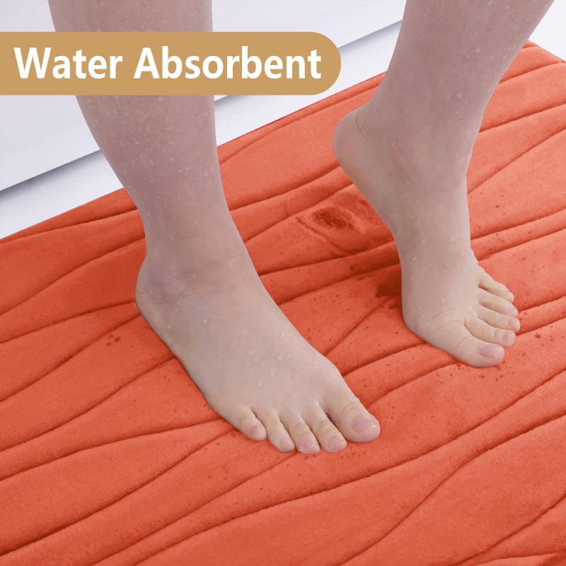 Buganda Memory Foam Bathroom Rug Mat 24x16  Extra Soft and Absorbent Bath Mats  Non-Slip and Machine Washable Bath Rugs for Bathroom Floor Tub and Shower  Coral - Image 3