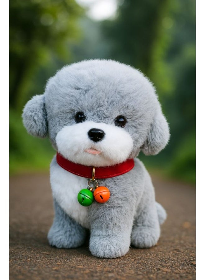 Cute Plush Puppy Toy for Kids with Colorful Bell Collar | Soft Stuffed Dog Doll - Image 1