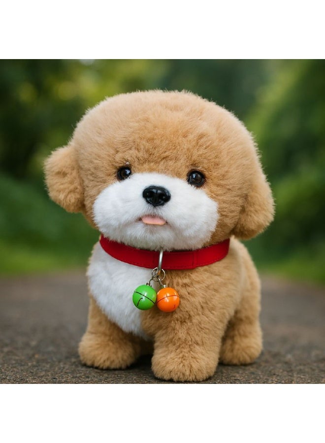 Cute Plush Puppy Toy for Kids with Colorful Bell Collar | Soft Stuffed Dog Doll - Image 3