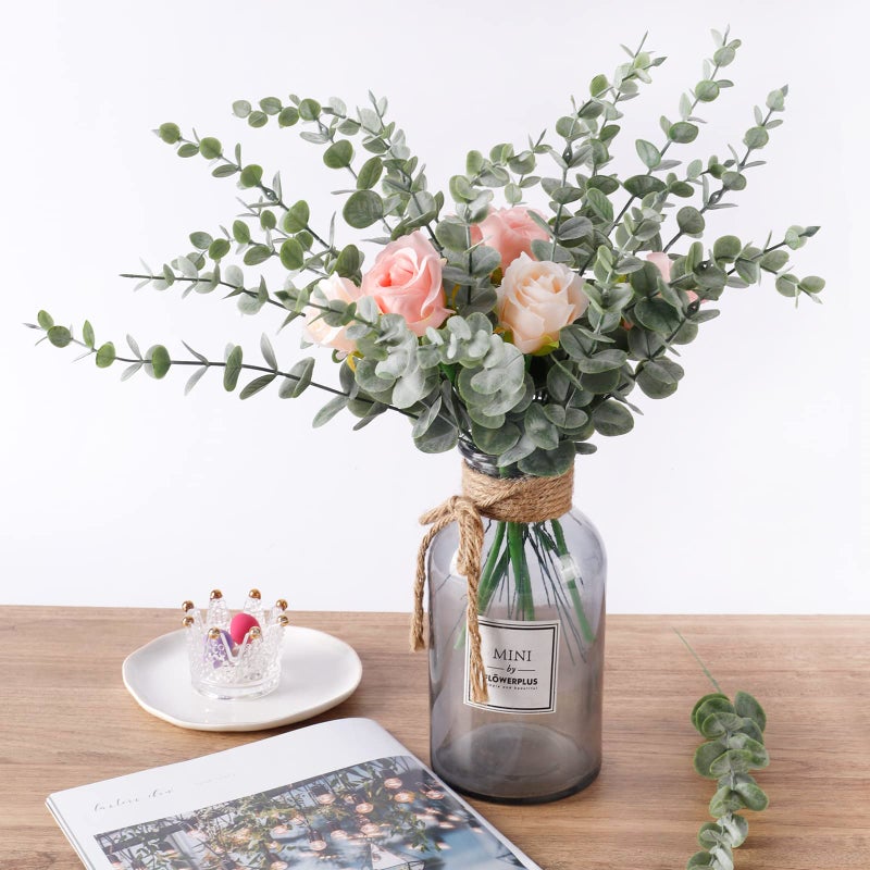 CEWOR 24pcs Eucalyptus Stems Artificial Eucalyptus Leaves Fake Greenery Branches Fake Flowers for Wedding Centerpiece Spring Easter Farmhouse Home Decoration - Image 4