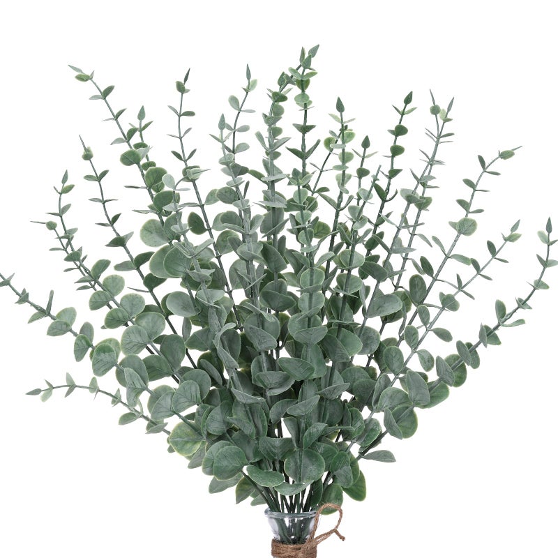 CEWOR 24pcs Eucalyptus Stems Artificial Eucalyptus Leaves Fake Greenery Branches Fake Flowers for Wedding Centerpiece Spring Easter Farmhouse Home Decoration - Image 1