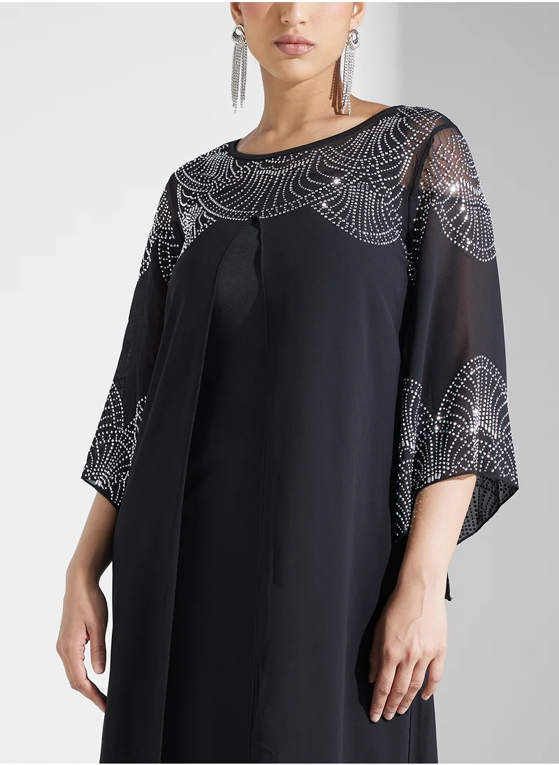 Khizana Embellished Dress With Sleeveless Inner