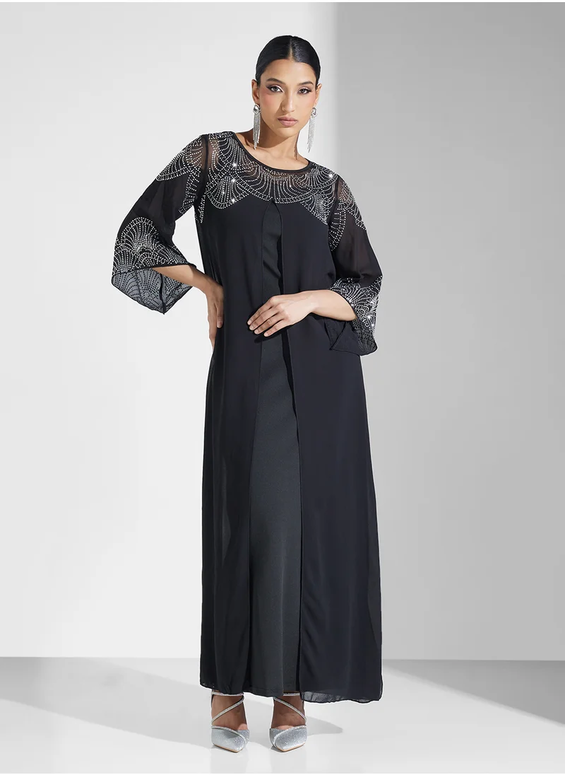 Khizana Embellished Dress With Sleeveless Inner