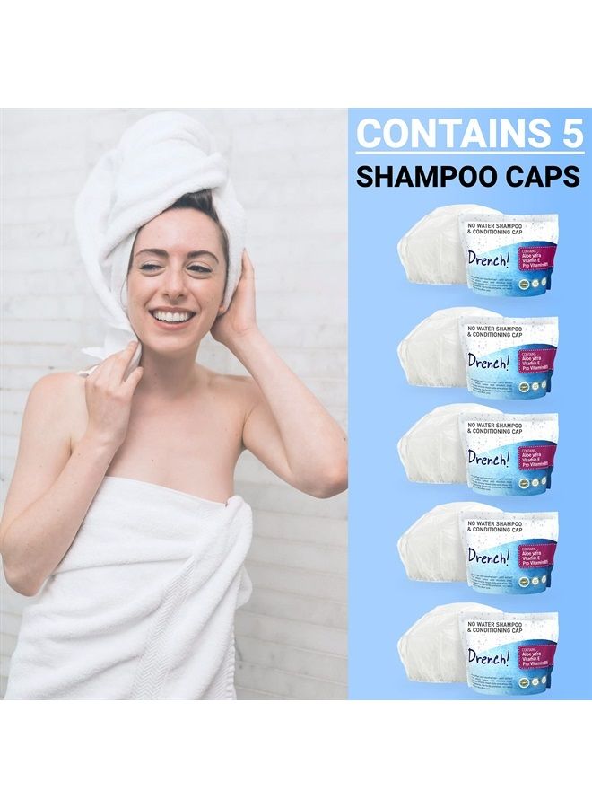 Drench! Medical Drench No Water Rinse Free Shampoo Caps [6-Pack] - Waterless Shampoo and Conditioner - Dry Hair Wash Caps for Elderly or Bedridden - Contains Aloe Vera, Vitamin E and Provitamin B5 - Image 5