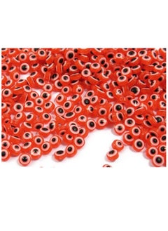 KASTWAVE Evil Eye Beads 200pcs Red Round Evil Eye Handmade Resin Beads Charms Round Evil Eye Spacer Beads Handmade Beads for DIY Jewelry Bracelet Earring Necklace Craft Making  - Image 2